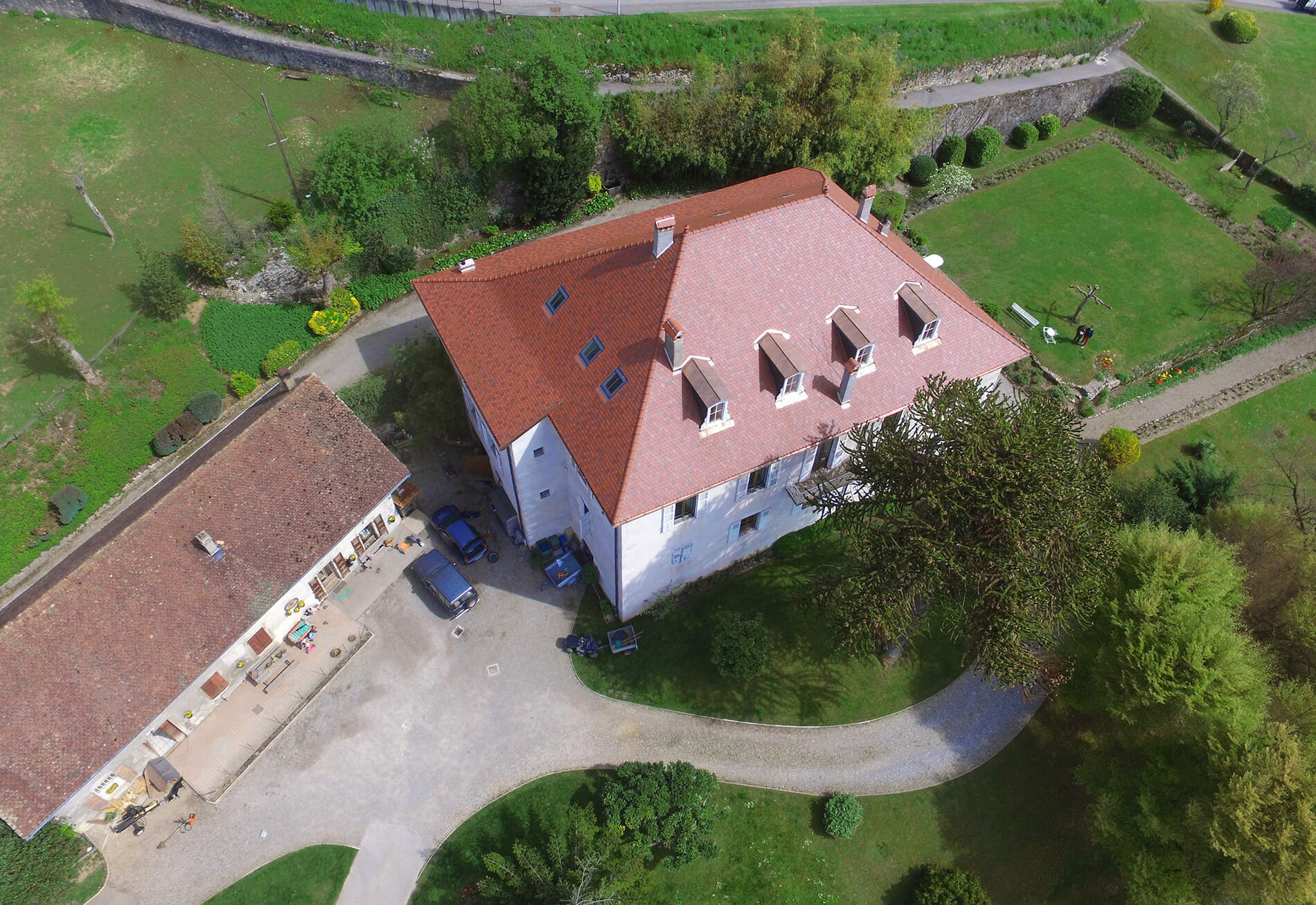 Vue du ciel de la maison de la Croix des Champs
